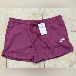 Nike Women’s Standard Fit High Rise Fleece Shorts Purple Size L Drawstring NWT